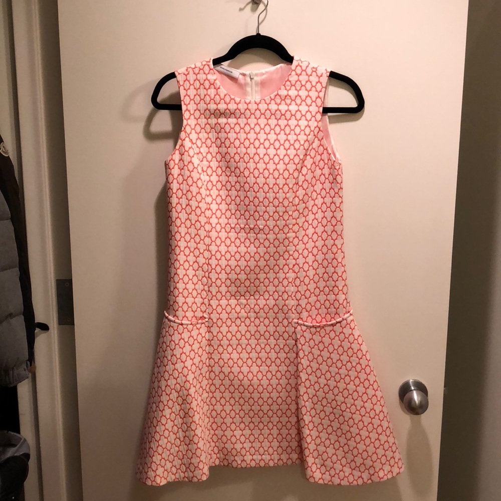 Coral and white diaper pattern dress